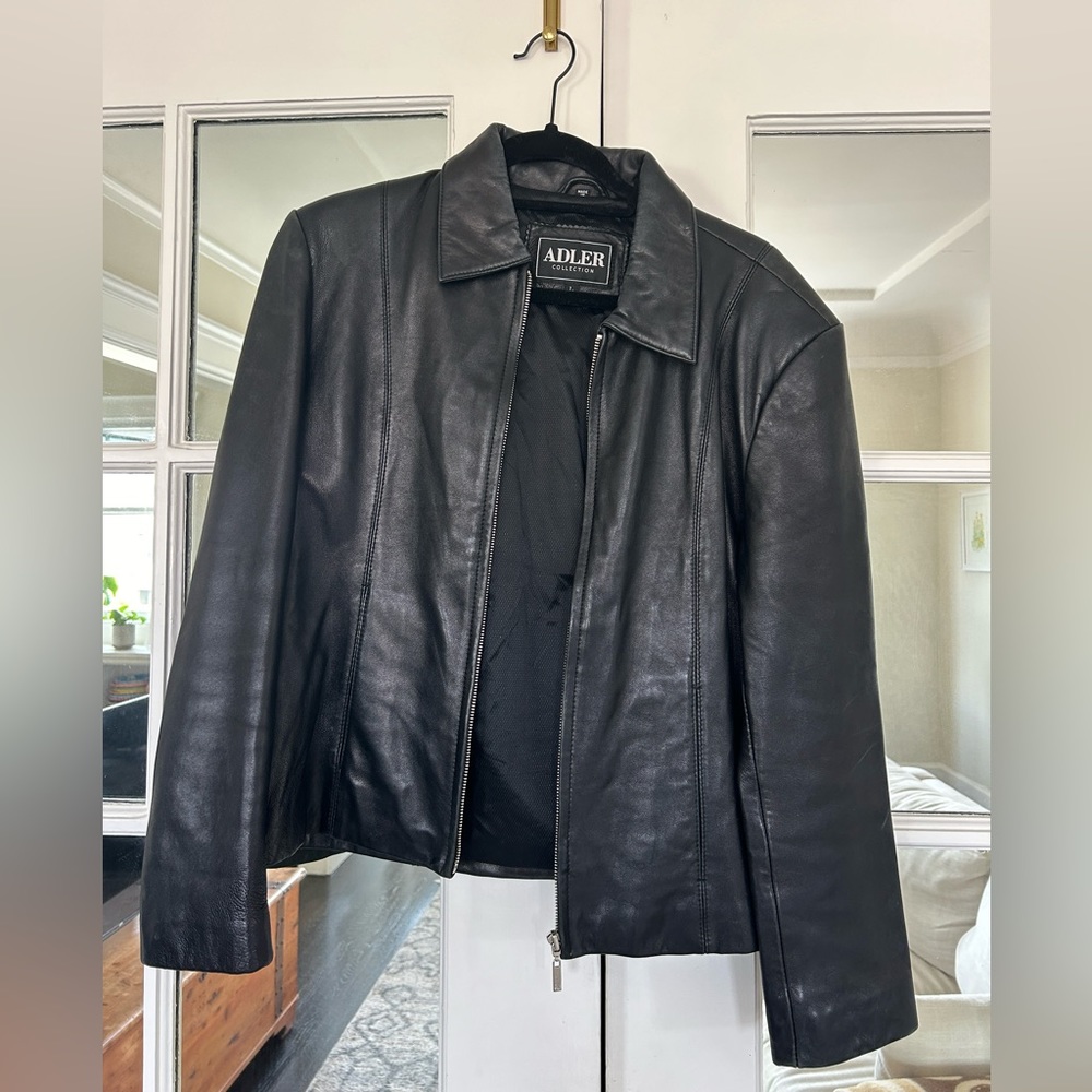 Tuliet Michelle by ADLER  Black Real N.Z Lamb Skin Leather Zip Jacket Large